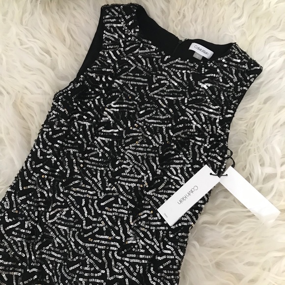 CALVIN KLEIN Sequined Cocktail Sheath Dress - Picture 4 of 11